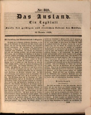 Das Ausland Freitag 23. Dezember 1836