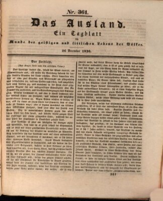 Das Ausland Montag 26. Dezember 1836