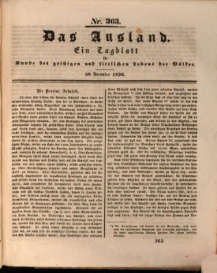 Das Ausland Mittwoch 28. Dezember 1836