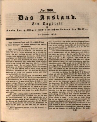 Das Ausland Sonntag 25. Dezember 1836