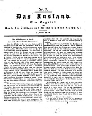 Das Ausland Montag 7. Januar 1839