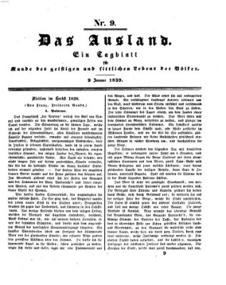 Das Ausland Mittwoch 9. Januar 1839