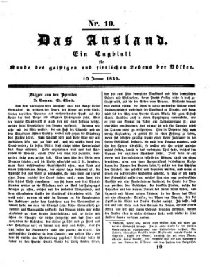 Das Ausland Donnerstag 10. Januar 1839