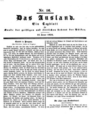 Das Ausland Mittwoch 16. Januar 1839