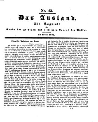 Das Ausland Dienstag 12. Februar 1839