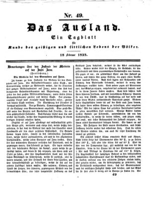 Das Ausland Montag 18. Februar 1839