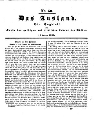 Das Ausland Dienstag 19. Februar 1839