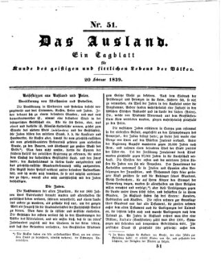 Das Ausland Mittwoch 20. Februar 1839