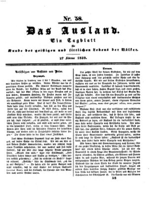 Das Ausland Mittwoch 27. Februar 1839