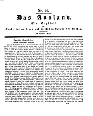 Das Ausland Donnerstag 28. Februar 1839