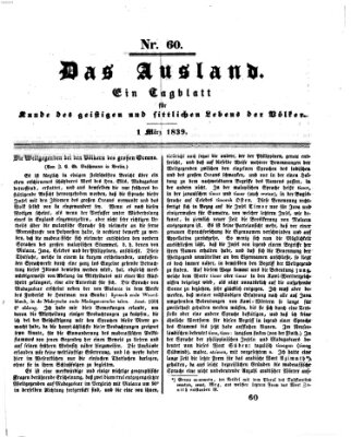 Das Ausland Freitag 1. März 1839