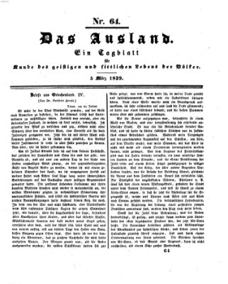 Das Ausland Dienstag 5. März 1839