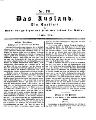 Das Ausland Sonntag 17. März 1839