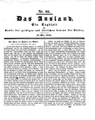 Das Ausland Dienstag 26. März 1839