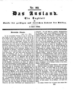 Das Ausland Mittwoch 3. April 1839