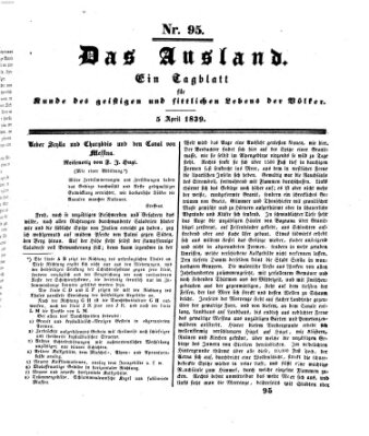 Das Ausland Freitag 5. April 1839