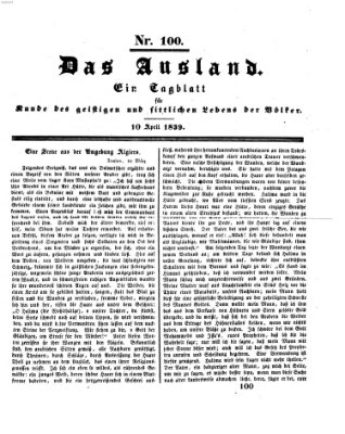 Das Ausland Mittwoch 10. April 1839