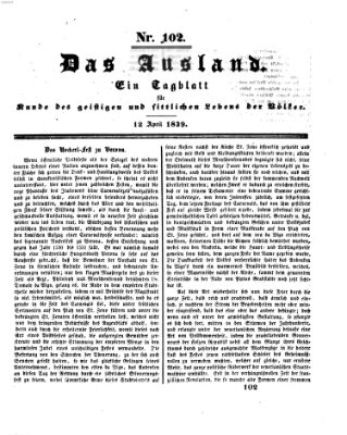 Das Ausland Freitag 12. April 1839