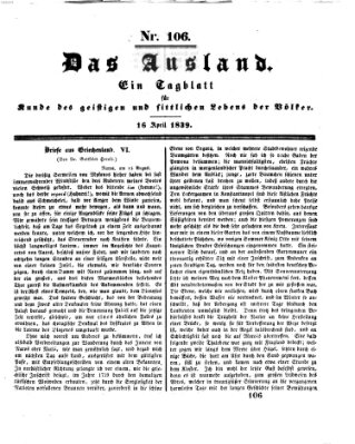 Das Ausland Dienstag 16. April 1839