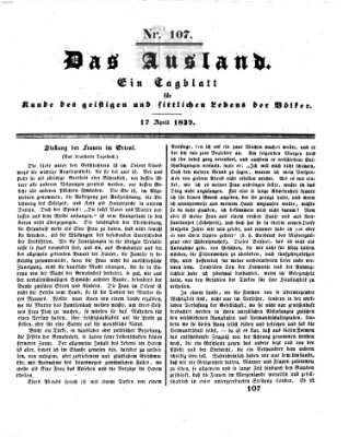 Das Ausland Mittwoch 17. April 1839