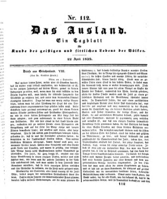 Das Ausland Montag 22. April 1839