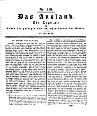 Das Ausland Montag 29. April 1839