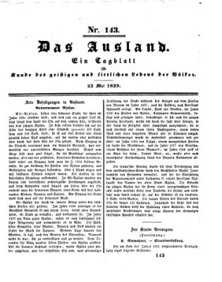 Das Ausland Donnerstag 23. Mai 1839