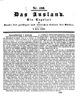 Das Ausland Dienstag 2. Juli 1839