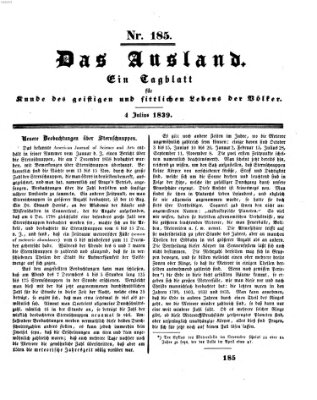 Das Ausland Donnerstag 4. Juli 1839