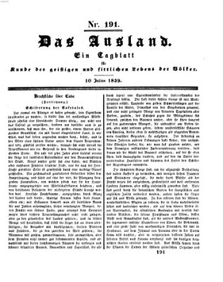 Das Ausland Mittwoch 10. Juli 1839