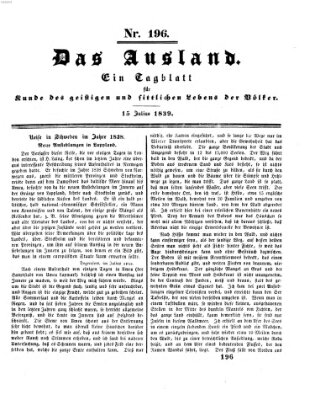 Das Ausland Montag 15. Juli 1839