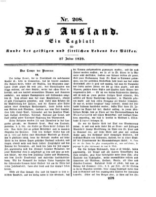 Das Ausland Samstag 27. Juli 1839