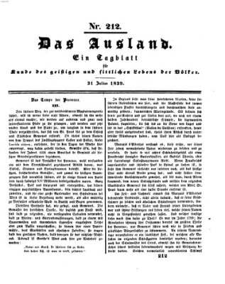 Das Ausland Mittwoch 31. Juli 1839