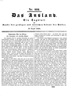 Das Ausland Samstag 10. August 1839