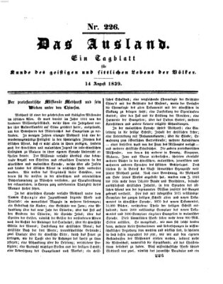 Das Ausland Mittwoch 14. August 1839