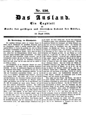 Das Ausland Samstag 24. August 1839