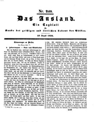 Das Ausland Mittwoch 28. August 1839