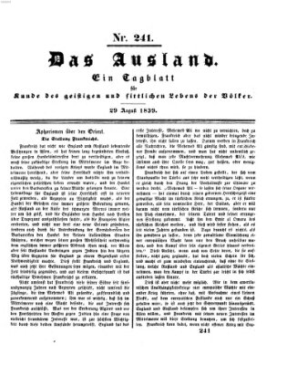 Das Ausland Donnerstag 29. August 1839