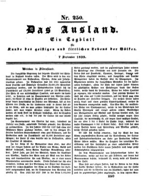 Das Ausland Samstag 7. September 1839