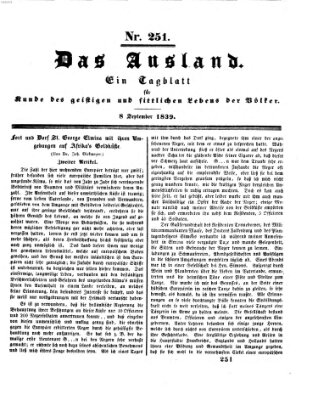 Das Ausland Sonntag 8. September 1839