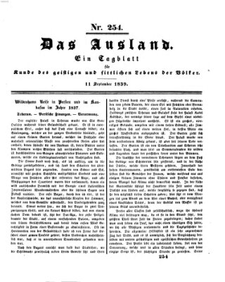 Das Ausland Mittwoch 11. September 1839