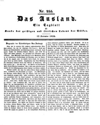 Das Ausland Donnerstag 12. September 1839