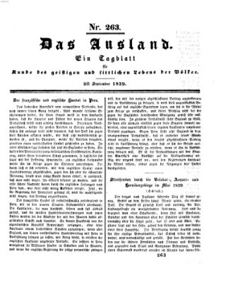 Das Ausland Freitag 20. September 1839