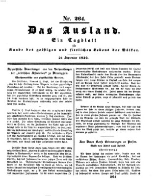 Das Ausland Samstag 21. September 1839