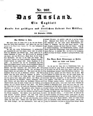 Das Ausland Dienstag 24. September 1839