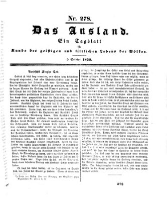 Das Ausland Samstag 5. Oktober 1839