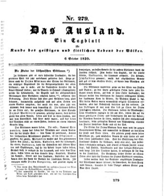 Das Ausland Sonntag 6. Oktober 1839