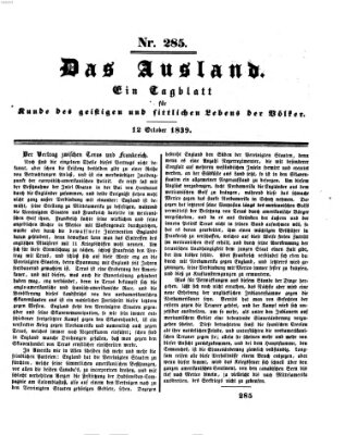 Das Ausland Samstag 12. Oktober 1839