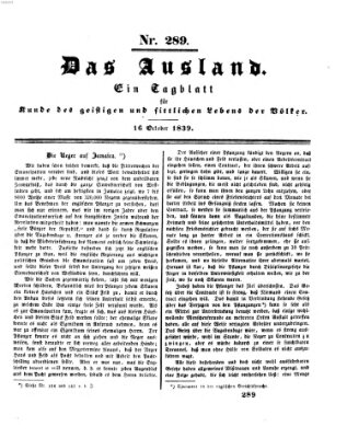 Das Ausland Mittwoch 16. Oktober 1839