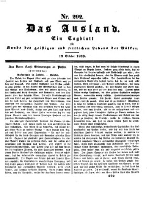 Das Ausland Samstag 19. Oktober 1839